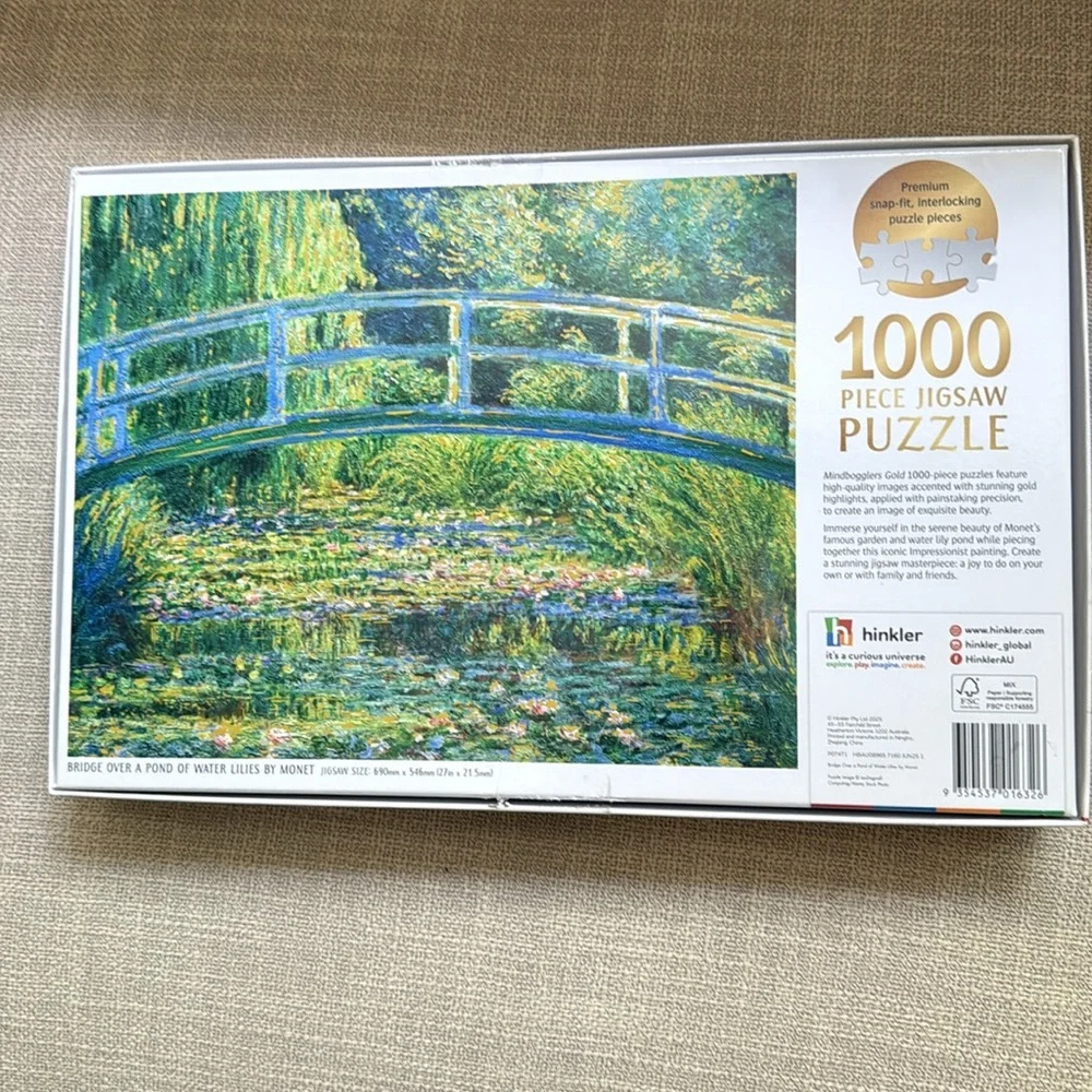 Monet Water Lillies 1000 pc Puzzle Mindbogglers Gold